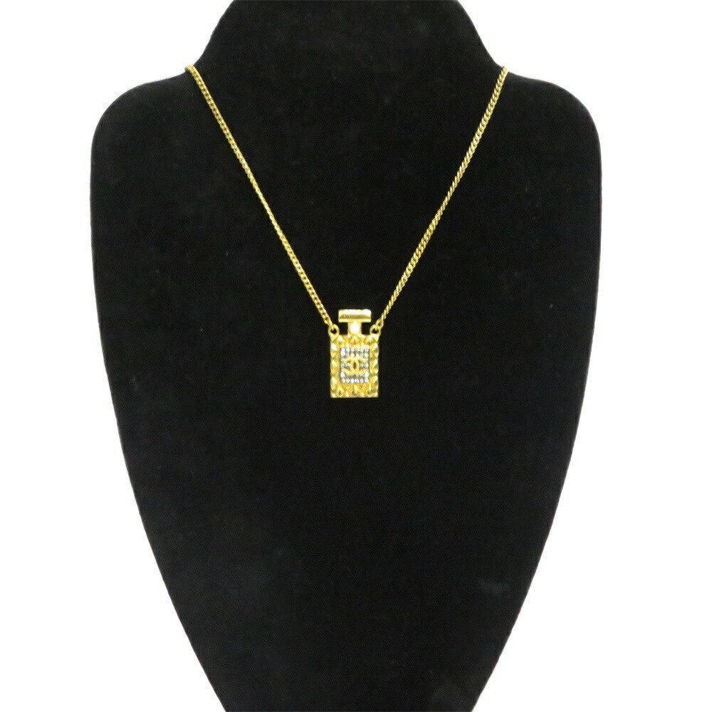 New authentic Chanel CC perfume bottle crystals faux pearl necklace Gold color - Picture 2 of 12